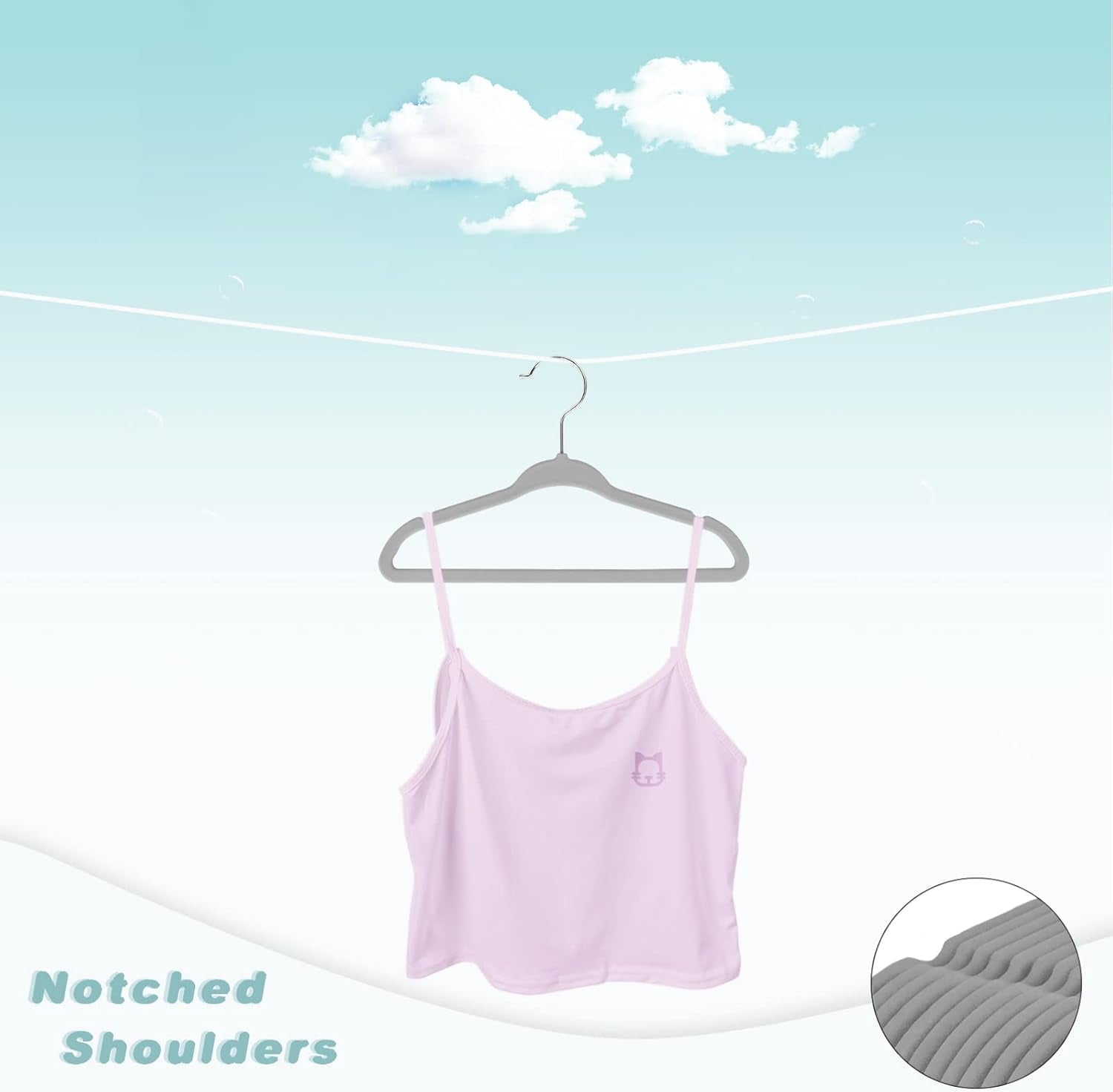 BAGAIL 50-Pack Kids Velvet Non-Slip Hangers - Perfect 11-Inch Size for Infants and Toddlers (Grey)