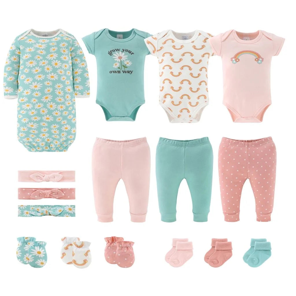 16-Piece Baby Girl Layette Set Floral Newborn Essentials for 0-3 Months