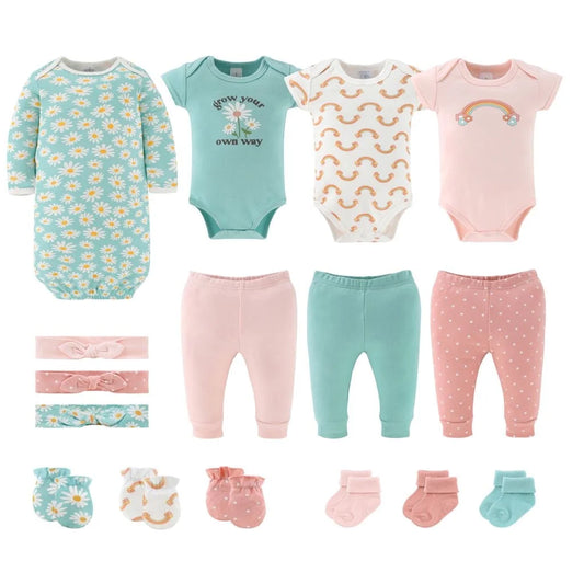 16-Piece Baby Girl Layette Set Floral Newborn Essentials for 0-3 Months