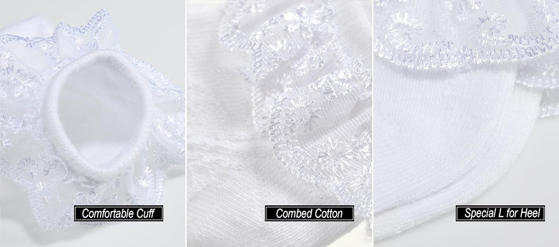 Baby-Girls Eyelet Frilly Lace Socks,Newborn/Infant/Toddler/Little Girls (Pack of 2/3/4/6)