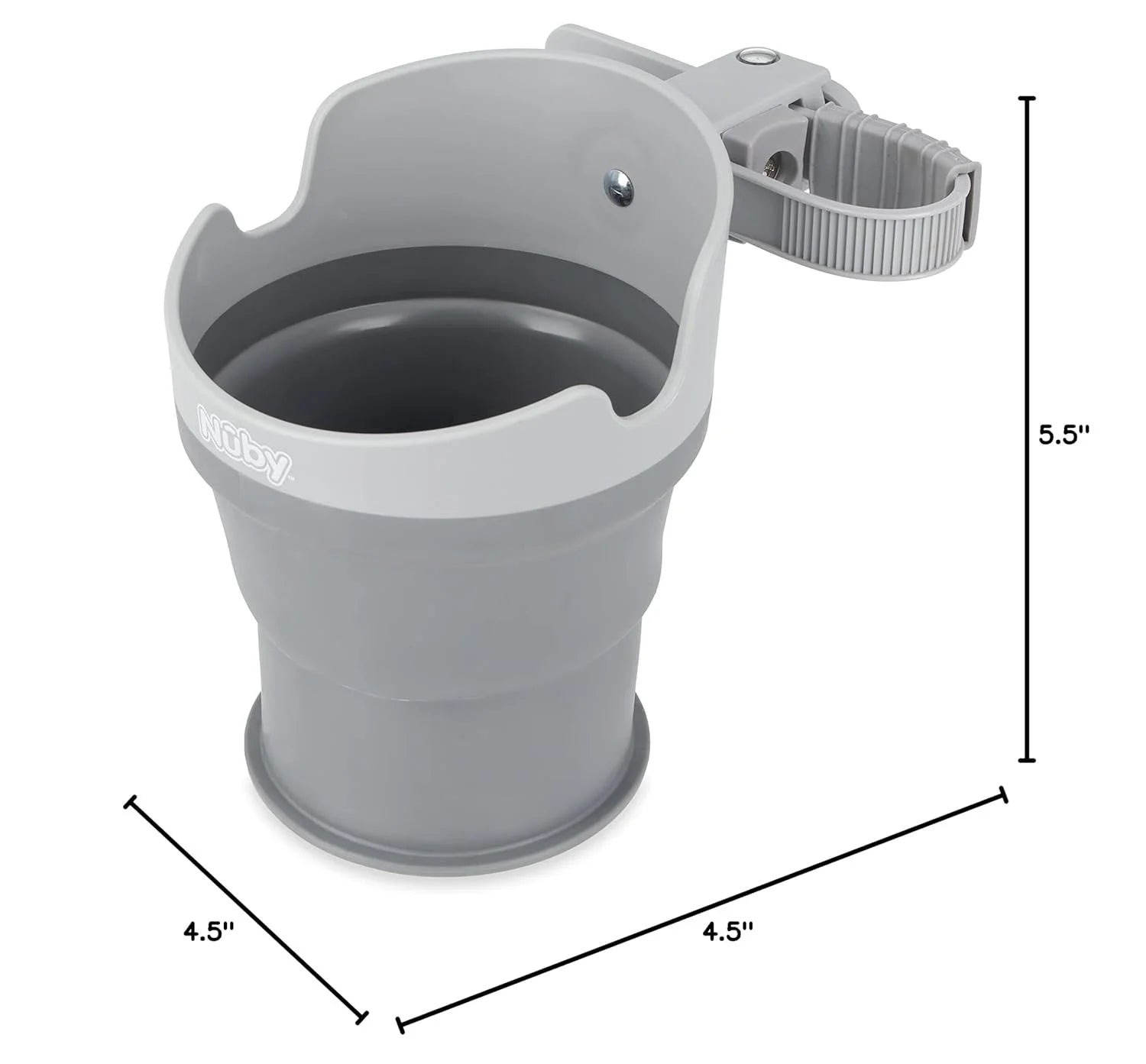 Nuby Gray Collapsible Stroller Bottle and Cup Holder - Ultimate Convenience for On-the-Go Parents