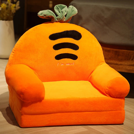 2-in-1 Flip Open Foam Sofa Cover for Kids - Comfortable Folding Seat Cushion in Vibrant Orange