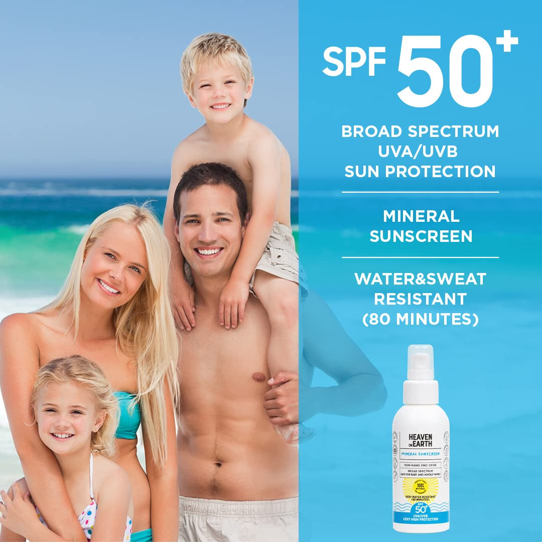 Natural Vegan SPF 50+ Mineral Sunscreen - Water Resistant, Safe for Newborns & Family - Non-Nano Titanium Dioxide Free - 100ml