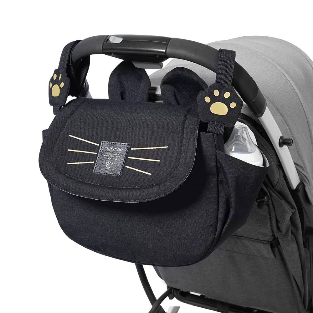 Sunveno Large Capacity Cat Stroller Organizer & Diaper Bag - Universal Travel Bag in Stylish Black