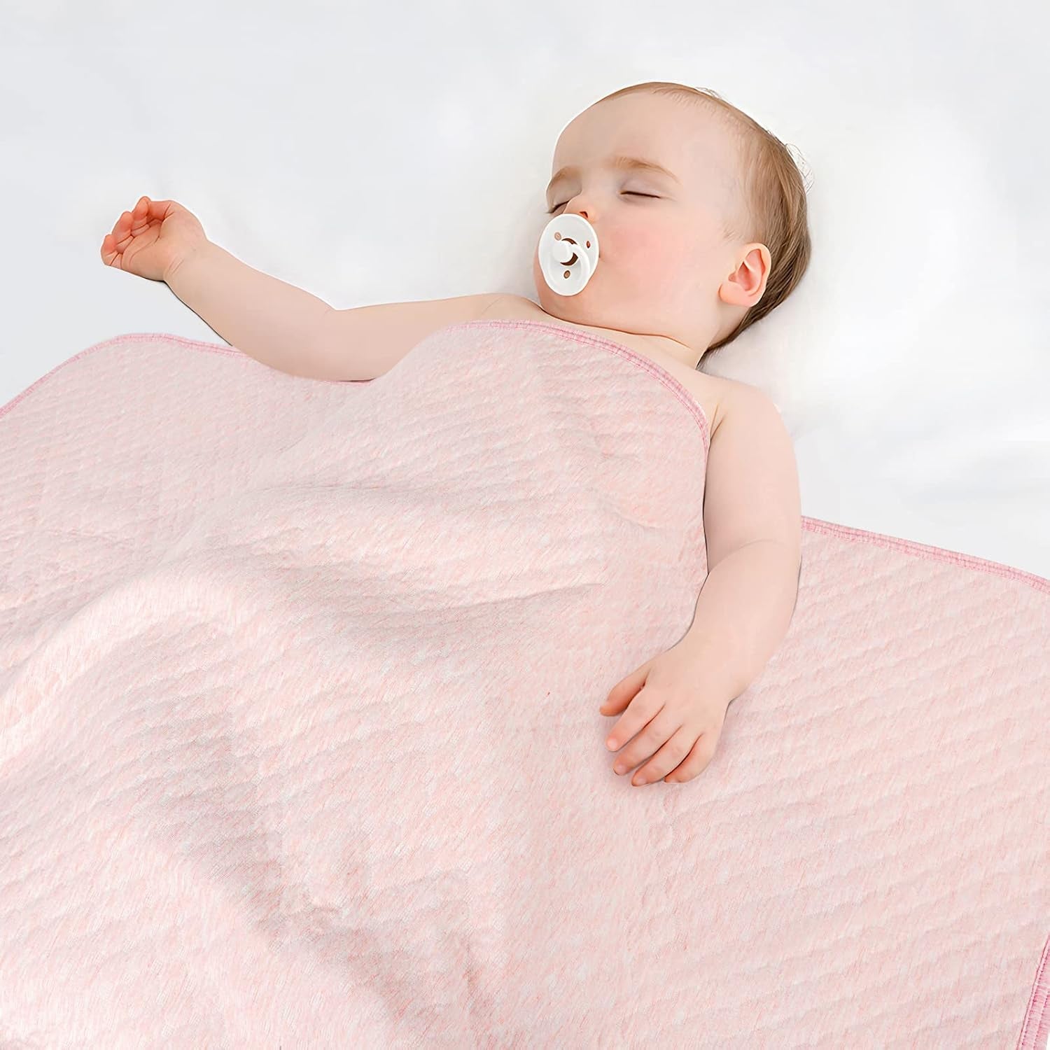 Organic Cotton Quilted Baby Blanket - Warm and Breathable Toddler Blanket for Boys and Girls, 39x39 Inches, Lightweight and Thermal, Pink