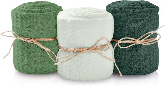 Newborn Photography Wraps - Gender Neutral Baby Essentials - Soft Knit Receiving Blankets - Newborn Photo Props - Green, 16" X 64" (3-Pack)