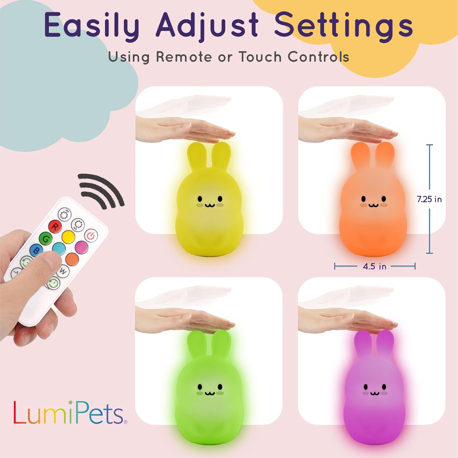 Charming Bunny Design Remote Control Night Light - Soft Color Changing LED Lamp for Kids' Bedrooms with Sleep Timer and Rechargeable Battery