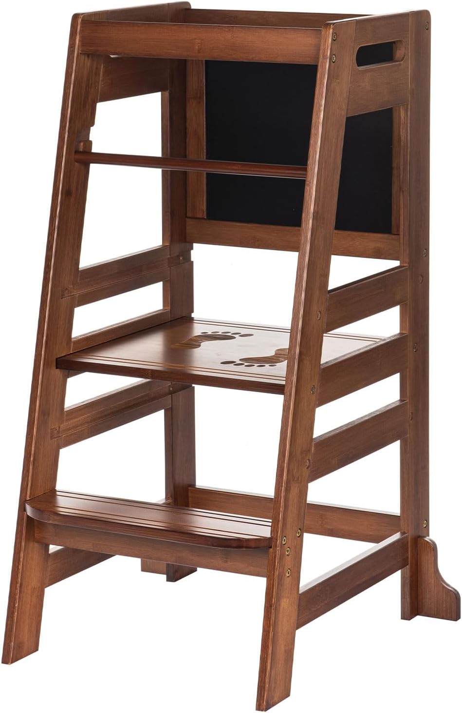 UNICOO Adjustable Bamboo Kids Kitchen Step Stool - The Perfect Learning Tower for Your Growing Toddler in Antique Brown