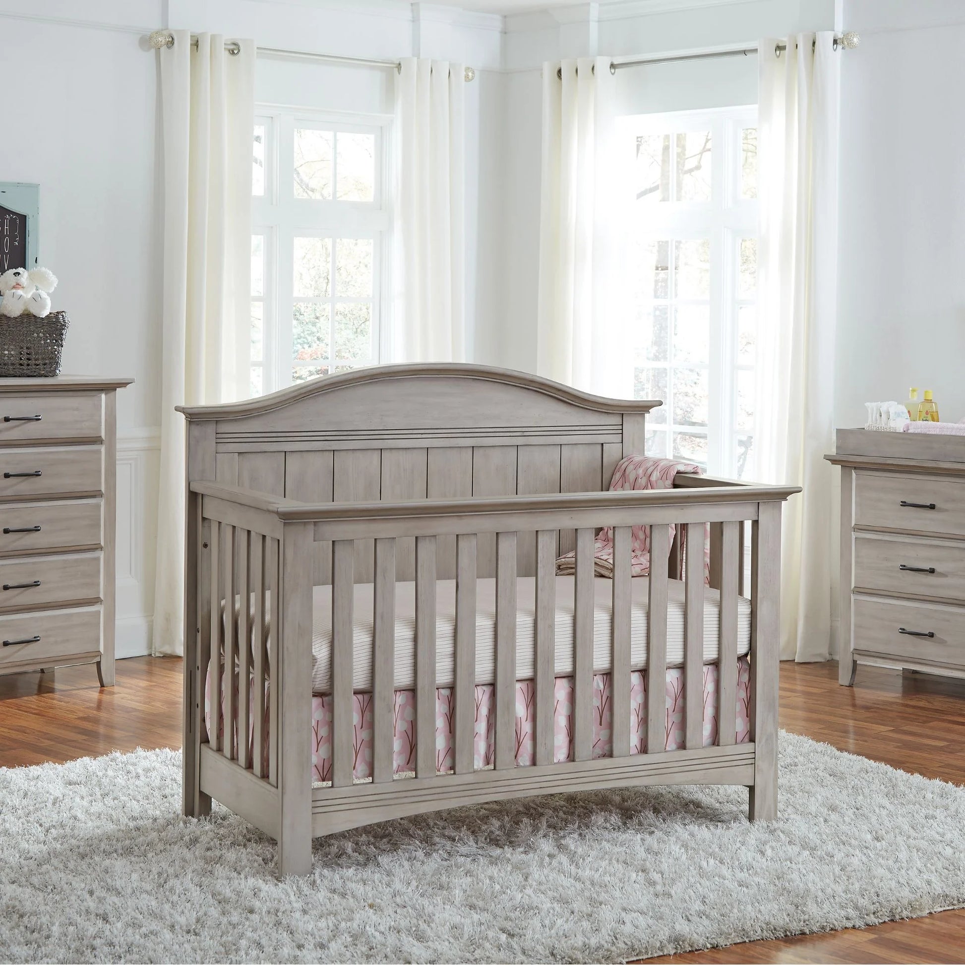 Soho Baby 4-in-1 Convertible Crib- Timeless Finish Stone wash Finish. Grows with Your Little One