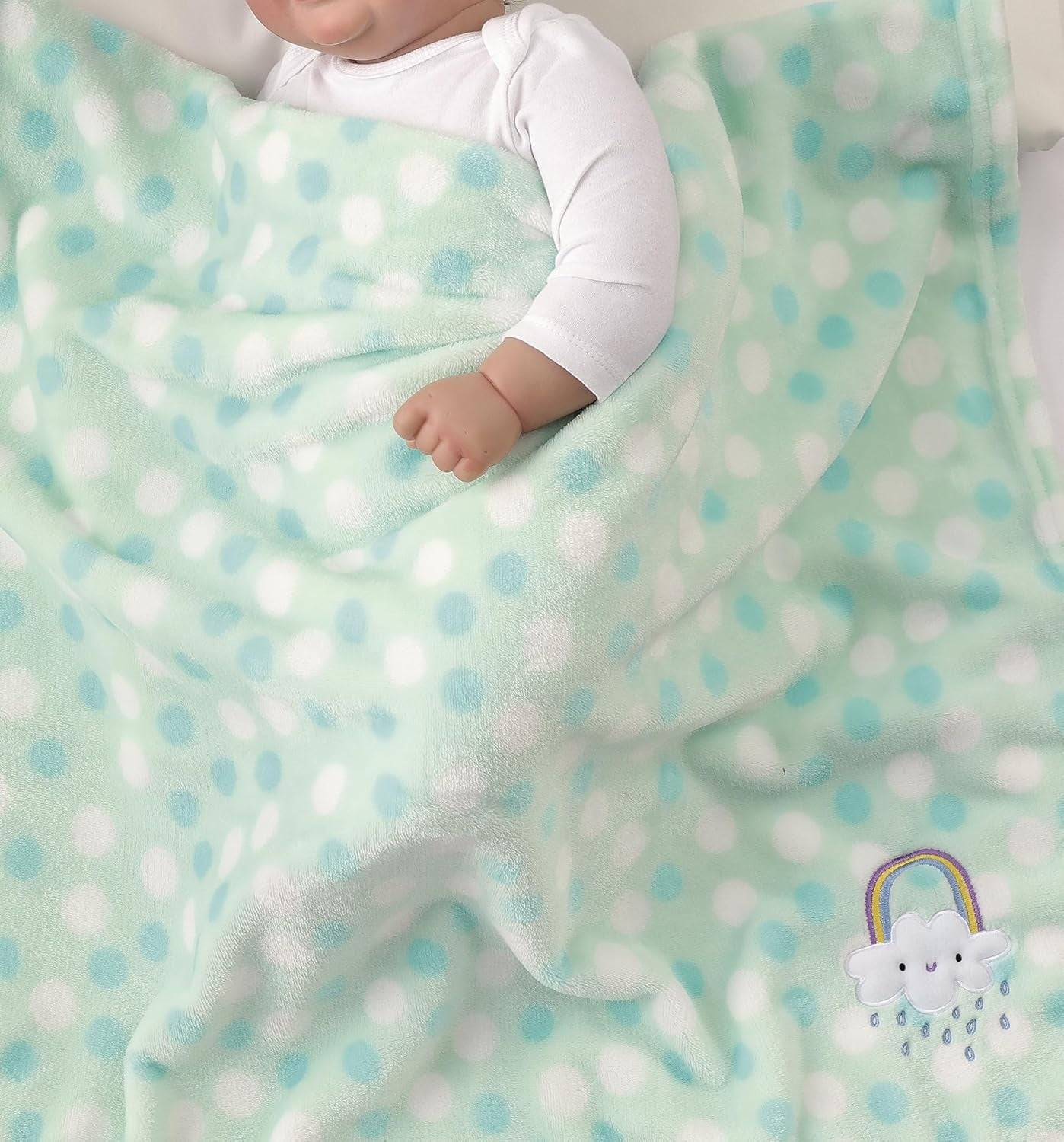 Soft & Cozy Green Rainbow Plush Baby Blanket - Perfect for Infants, Toddlers & Newborns in Cribs & Strollers
