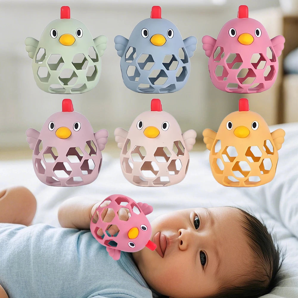 Delightful Cartoon Chick Silicone Teethers for Chewing Training - Perfect Baby Care Toys!