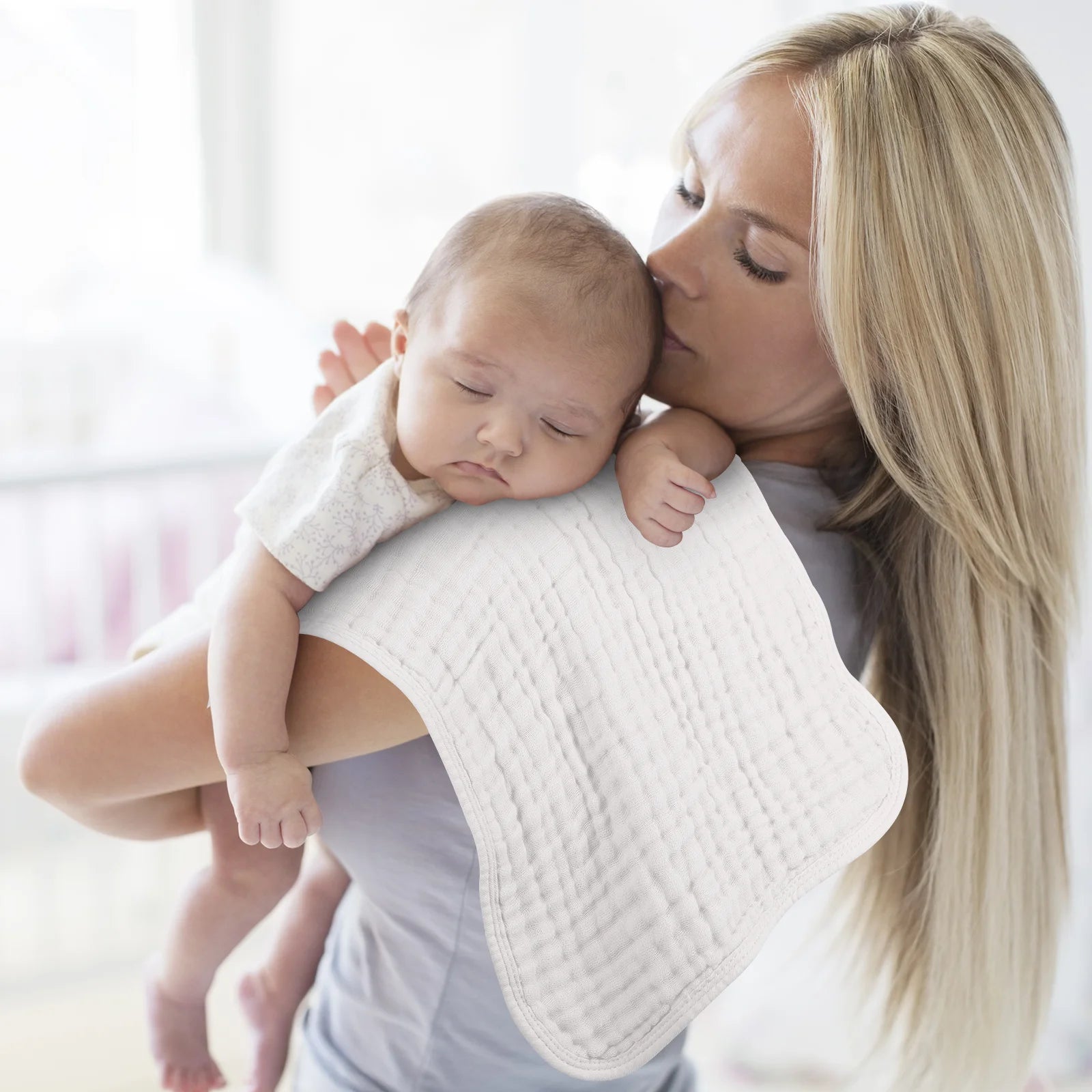 Ultra Soft Absorbent Muslin Baby Burp Cloths - 6 Pack White, 50x25cm