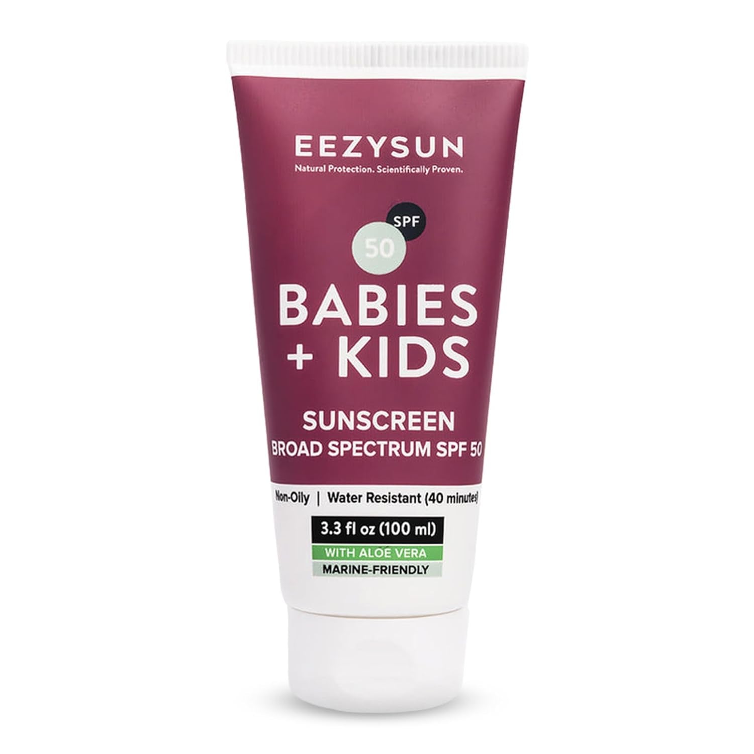 Gentle SPF 50 Mineral Sunscreen for Babies & Kids | Aloe Vera | Sensitive Skin Approved | Sweat & Water Resistant | Cruelty-Free & Reef-Safe | Travel Size - 3.3 FL OZ