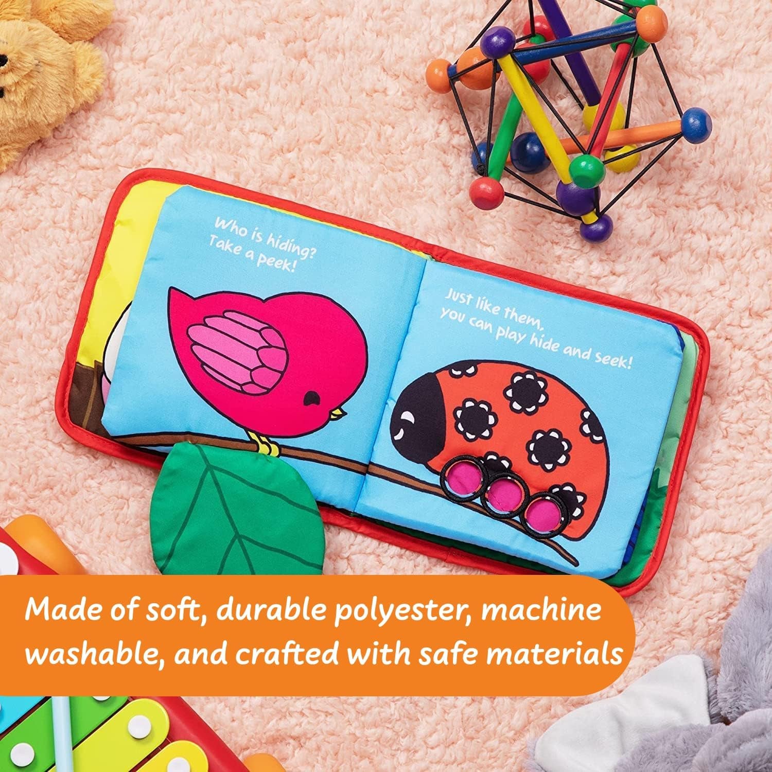 Engaging Soft Cloth Baby Crinkle Books for Infants - Perfect Gift for 1-Year-Olds with Bright Colors and Sensory Features