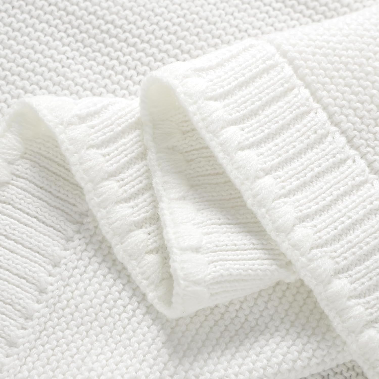 Mimixiong Gender Neutral Cotton Baby Blanket - Soft Swaddling Blanket for Nursery & Perfect Shower Gift - 40x30 Inch White