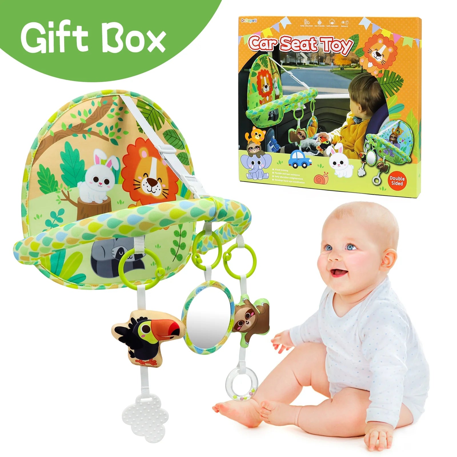 Baby Car Seat Toy for Travel Rear Facing Double Sided Newborn Baby Infant 0-12 Month