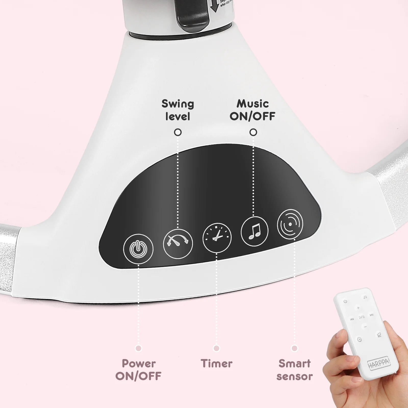 HARPPA Electric Baby Swing -5-Speed Rocker with Remote Control & Music (Pink)