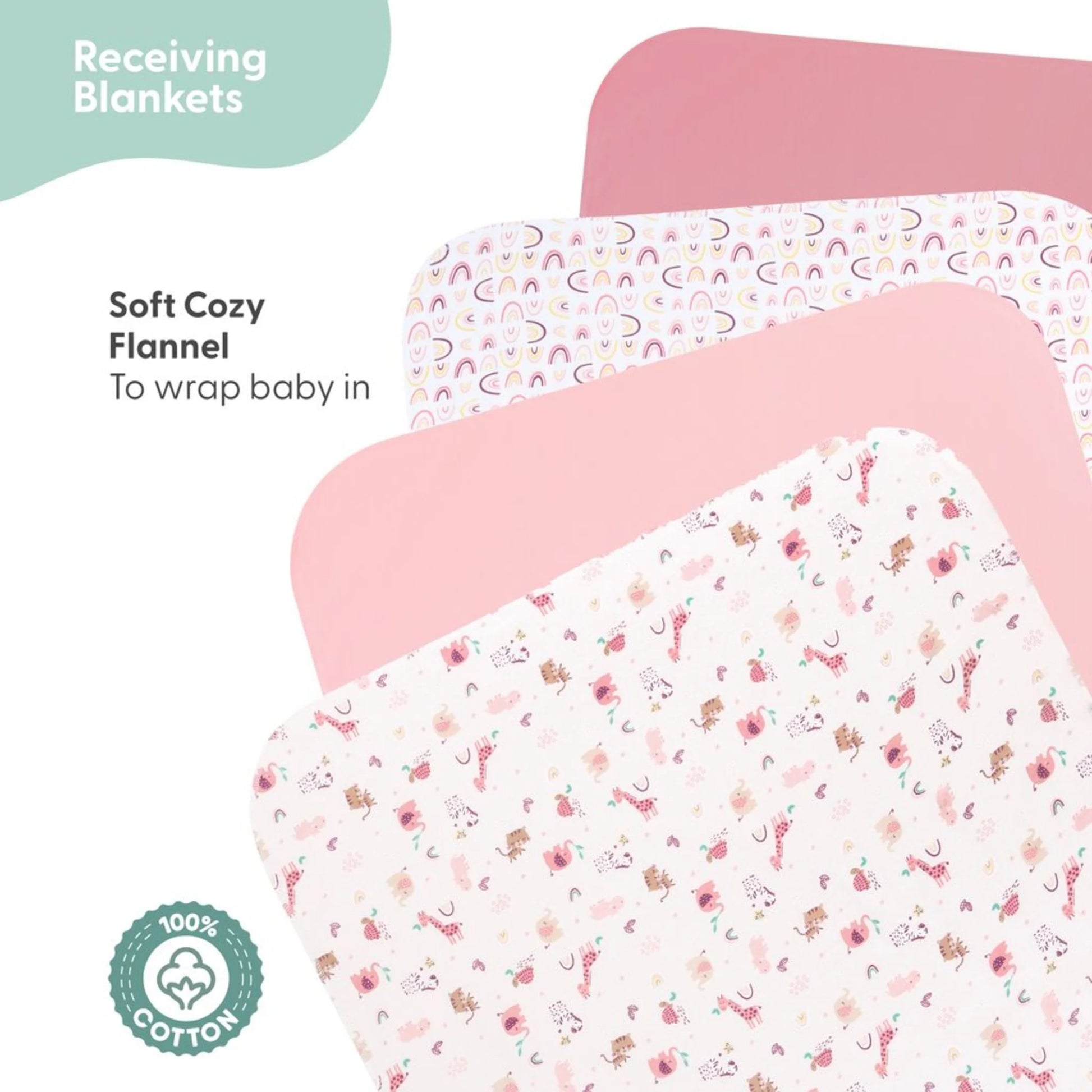 Adorable Peanutshell Newborn Layette Gift Set for Baby Girls - 23 Essential Pieces in Pink Rainbow Safari Animals (0-3 Months)