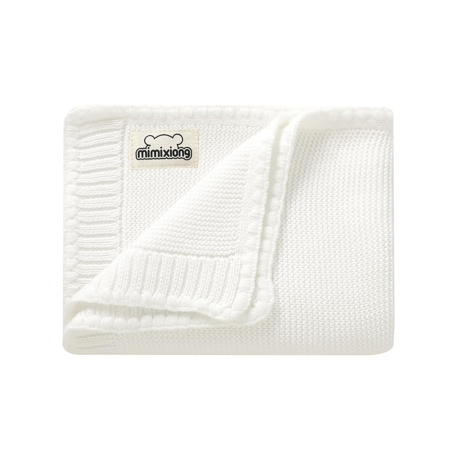 Mimixiong Gender Neutral Cotton Baby Blanket - Soft Swaddling Blanket for Nursery & Perfect Shower Gift - 40x30 Inch White