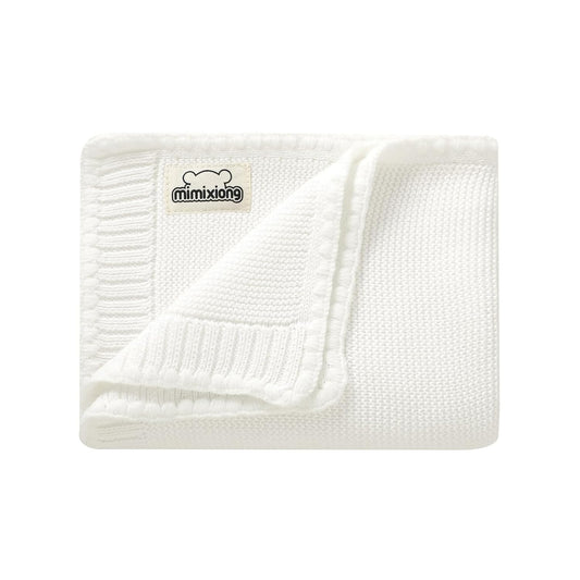 Mimixiong Gender Neutral Cotton Baby Blanket - Soft Swaddling Blanket for Nursery & Perfect Shower Gift - 40x30 Inch White