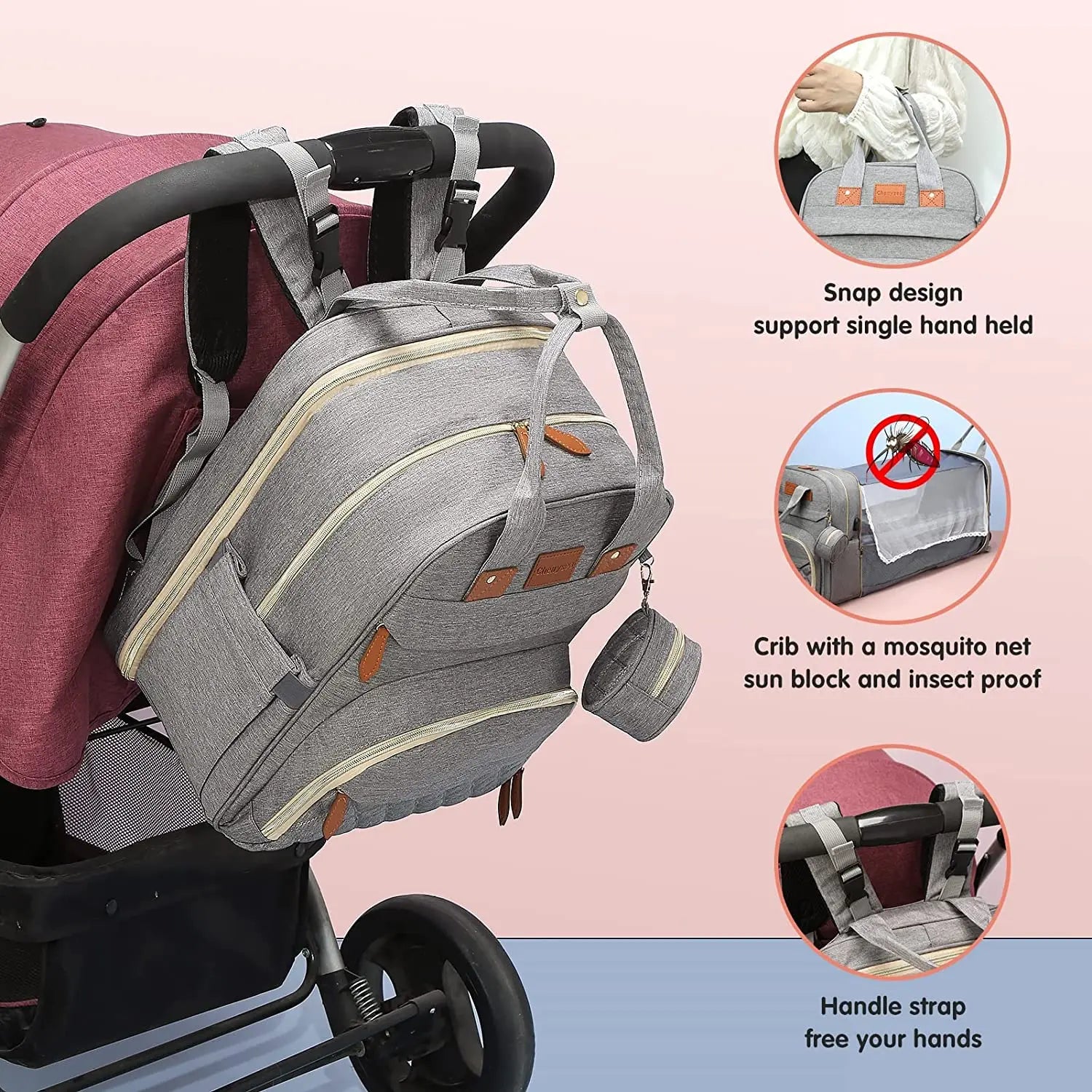 Ultimate 3-in-1 Diaper Bag Backpack: Foldable Baby Bed, Waterproof Travel Companion with USB Charging