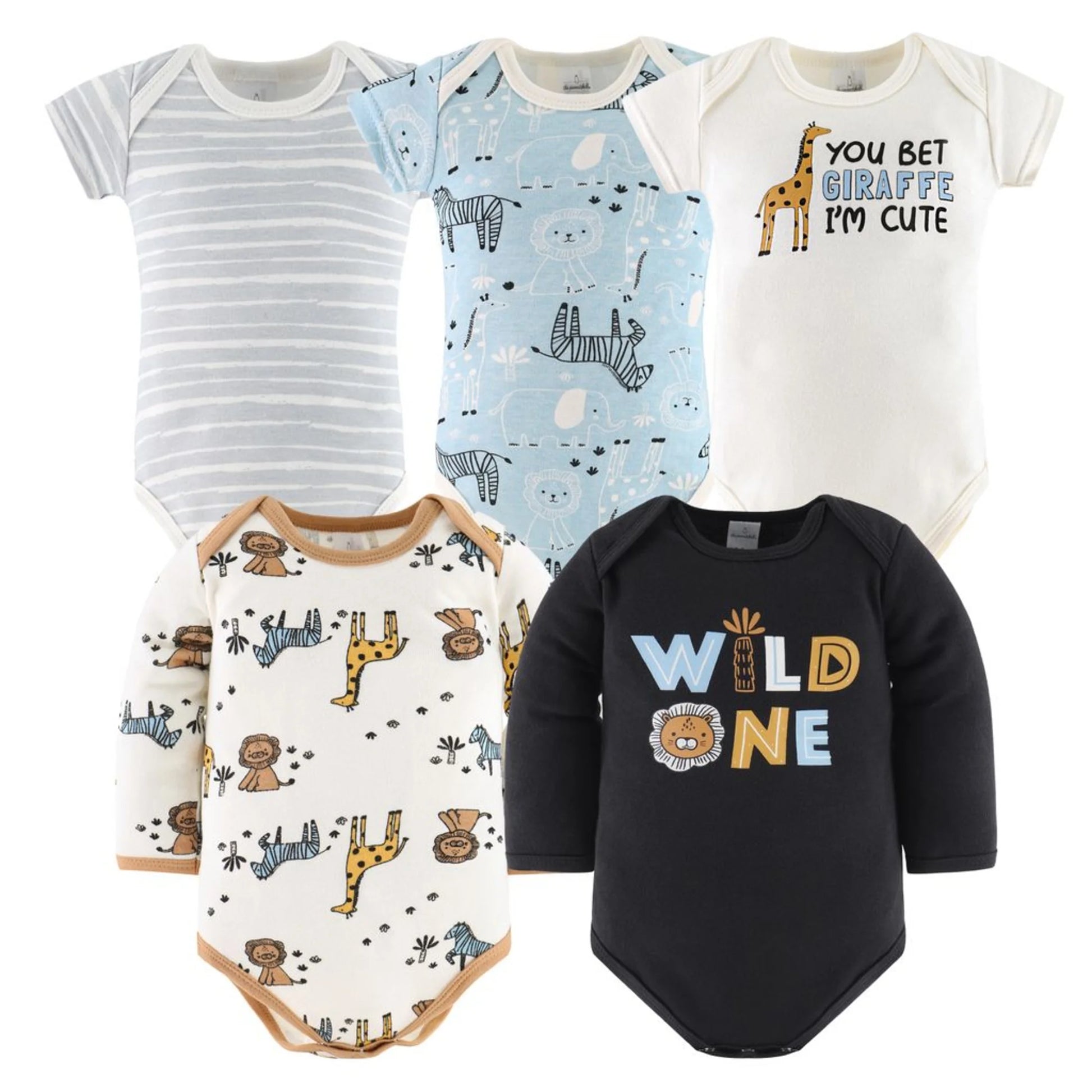 Peanutshell Newborn Layette Gift Set for Baby Boys - Blue Safari, 30 Essential Pieces for 0-3 Months