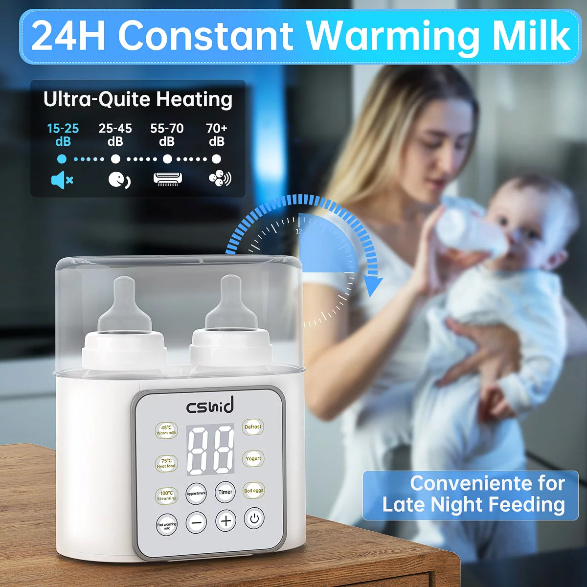 Ultimate 9-In-1 Baby Bottle Warmer & Food Heater - Fast Milk Warming & Defrosting Solution. Sterilizer/LED Display