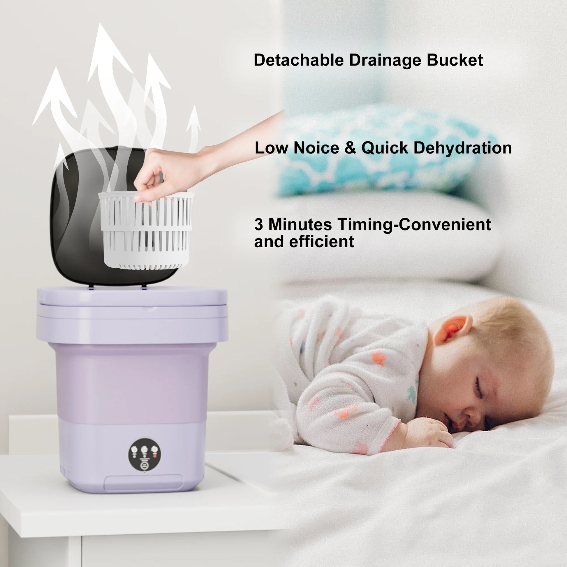 Portable 12L Folding Washing Machine - Baby laundry Washer