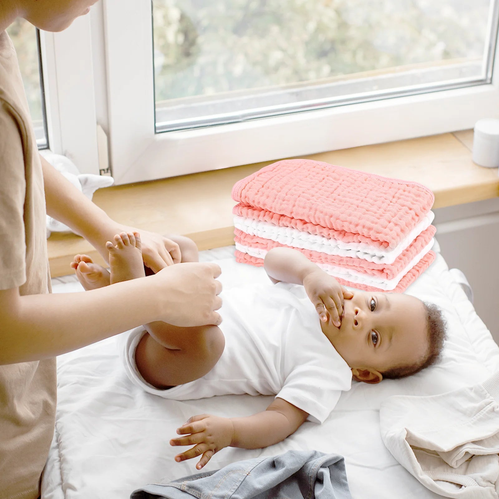 Ultra Soft Absorbent Muslin Baby Burp Cloths - 6 Pack White, 50x25cm