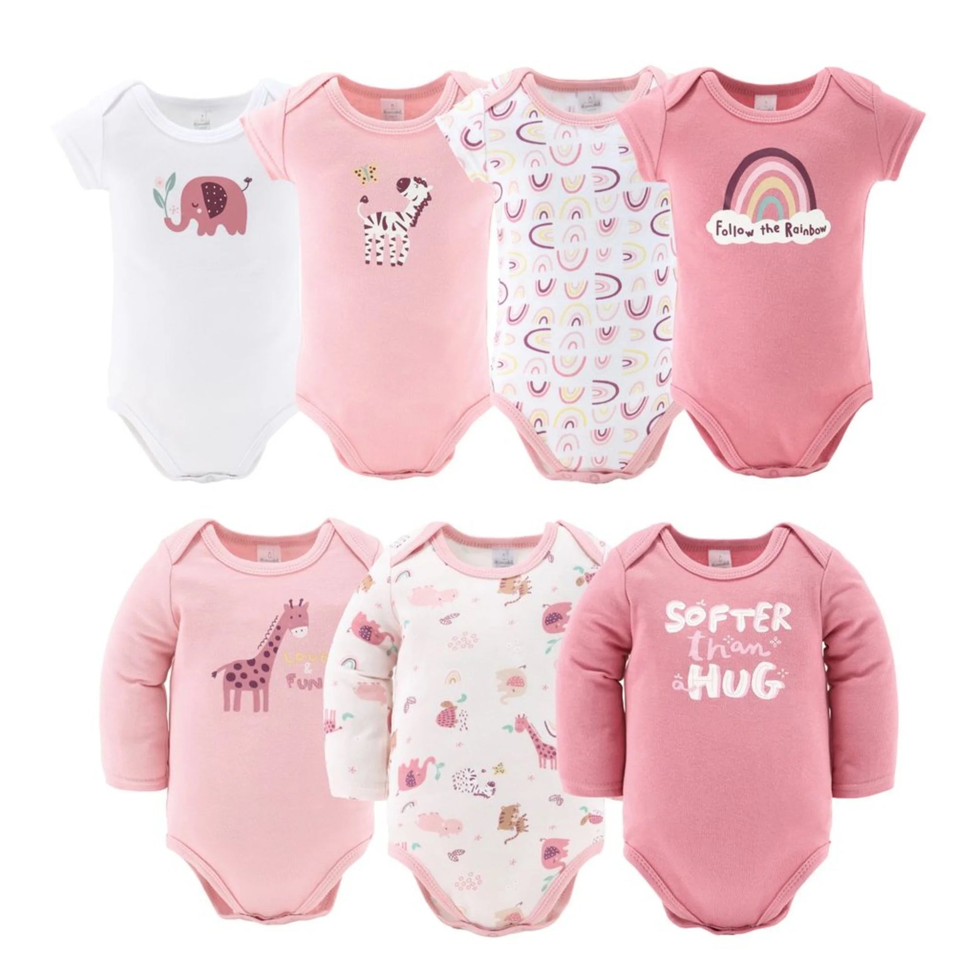 Adorable Peanutshell Newborn Layette Gift Set for Baby Girls - 23 Essential Pieces in Pink Rainbow Safari Animals (0-3 Months)