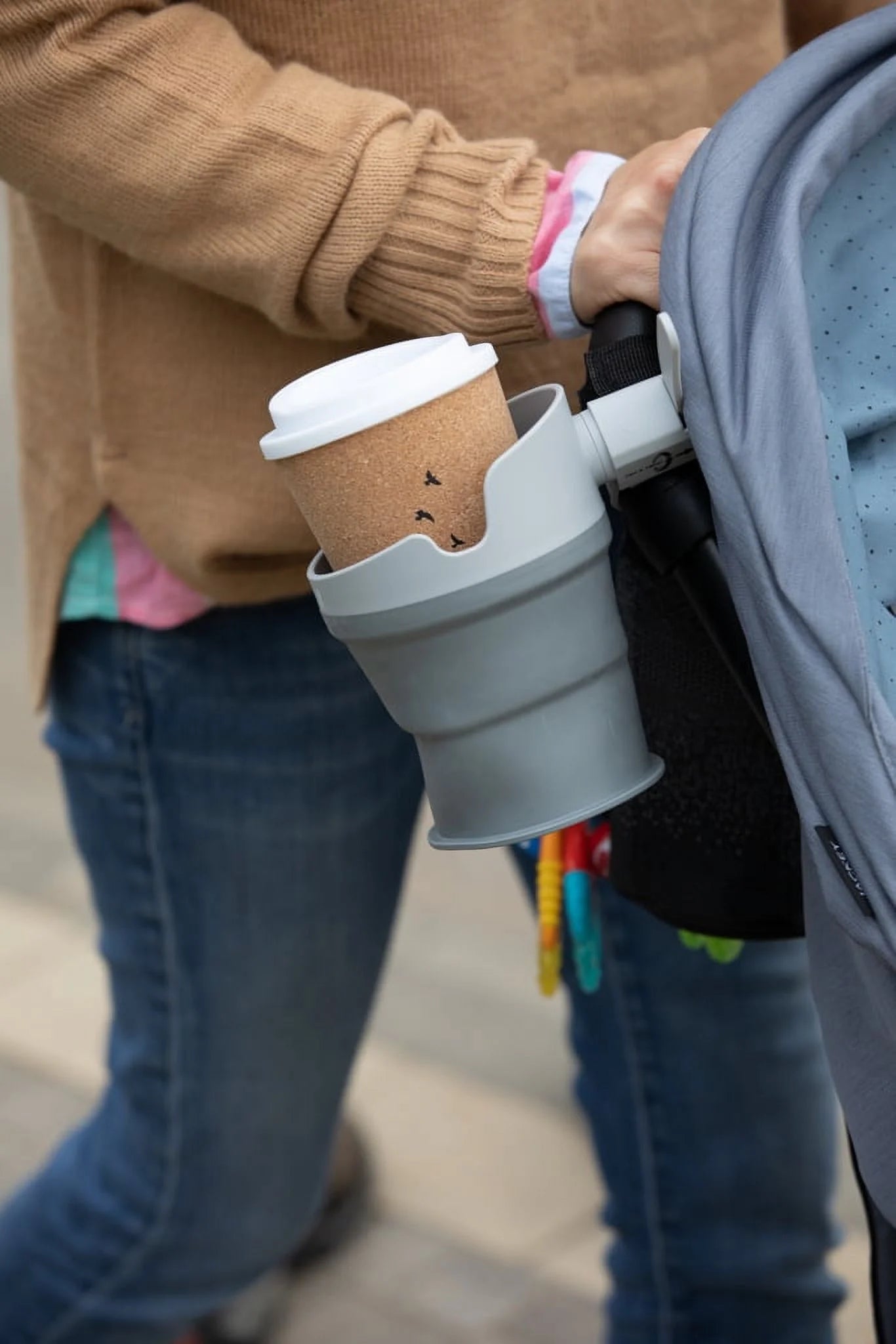 Nuby Gray Collapsible Stroller Bottle and Cup Holder - Ultimate Convenience for On-the-Go Parents