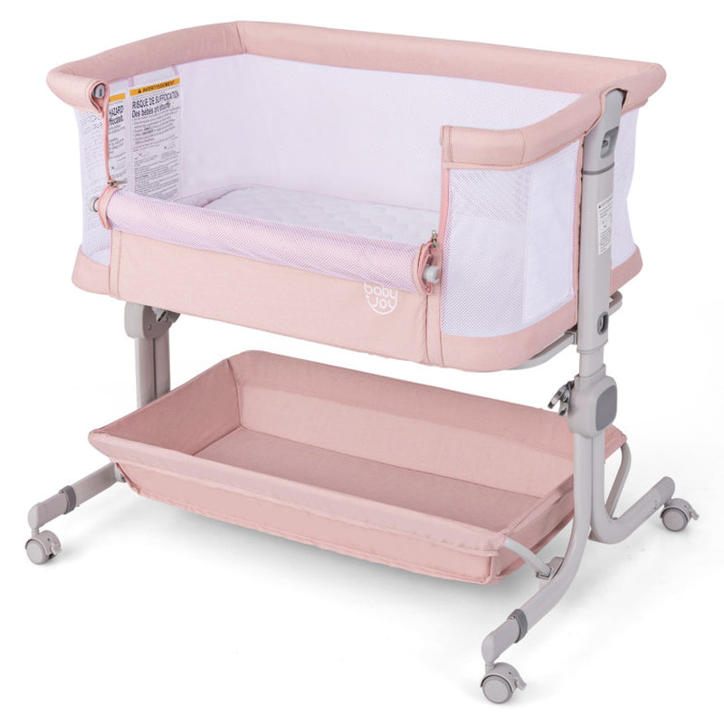 3-in-1 Baby Bassinet Bedside Sleeper with Anti-Reflux Incline & 6-Level Height Adjustment - Cradle, Crib & Bedside Mode (0-6 Month)