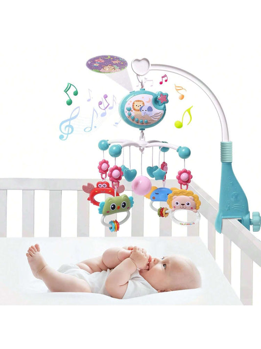 Baby Musical Mobile Crib with Music and Lights, Projection, Take-Along Rattle and Music Box for Babies Boy Girl Toddler Sleep