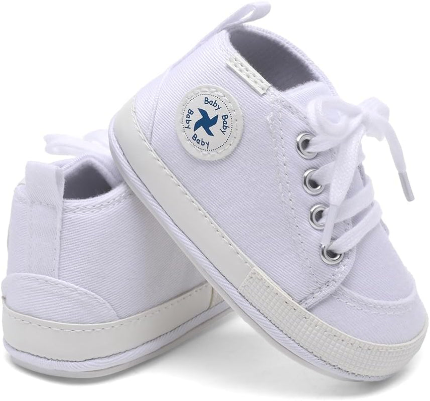 Baby Girls Boys Shoes Soft Anti-Slip Sole Newborn First Walkers High Top Canvas Denim Unisex Infant Sneaker