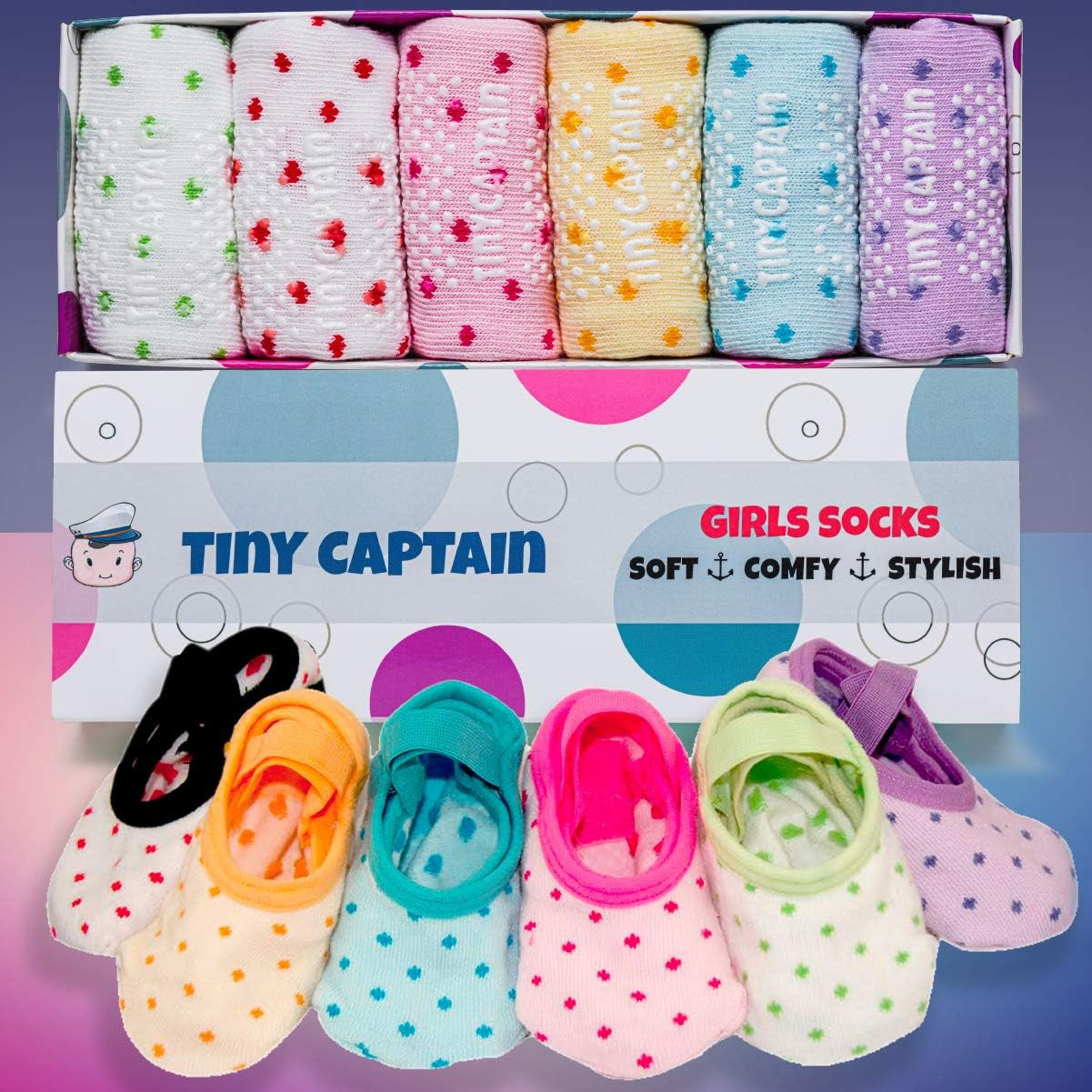 Baby Toddler Girls Grip Socks anti Slip W/Strap Socks Girl 0-7 Years Old Gift Set Age 1-7 Socks with Grippers