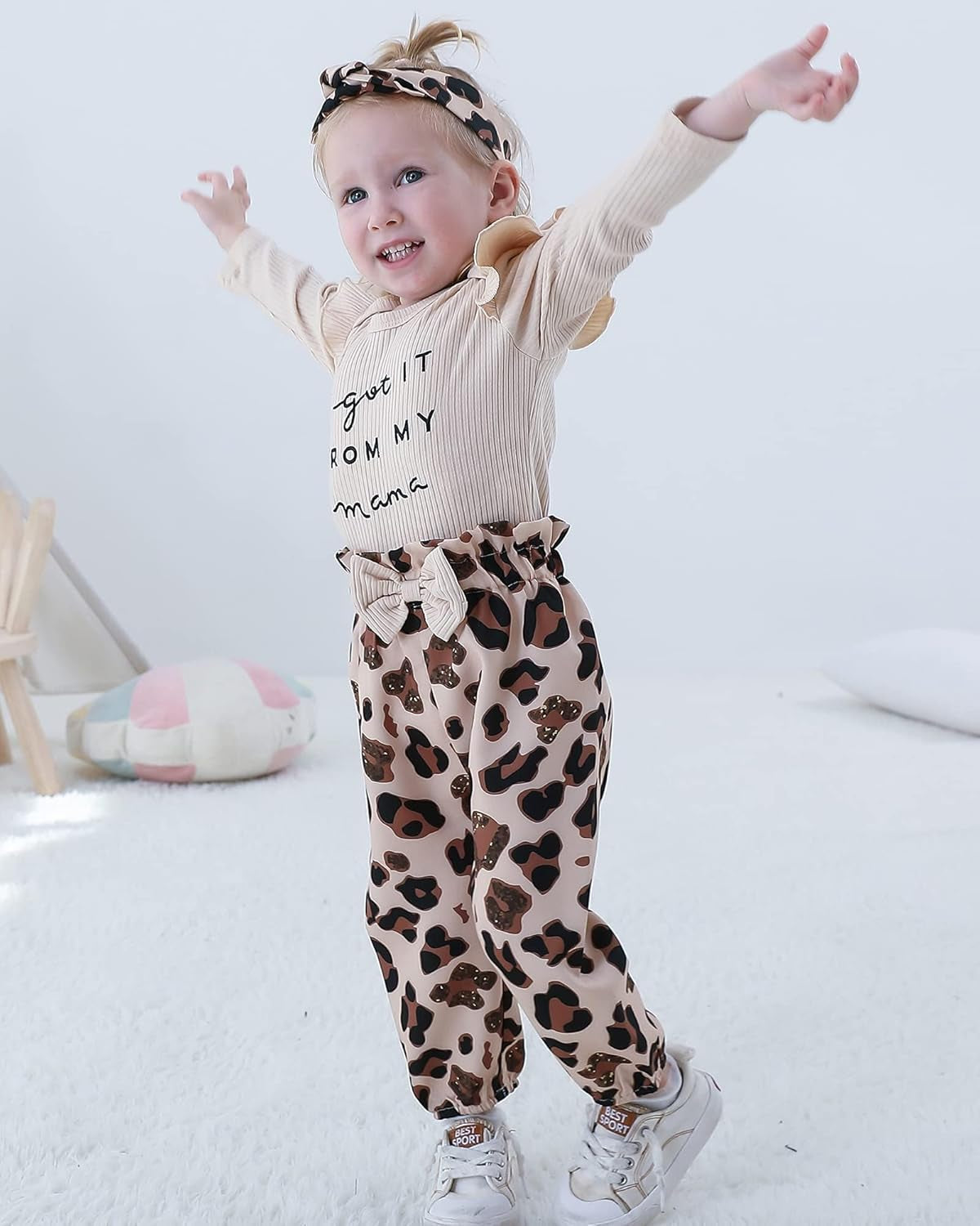 Adorable OLLUISNEO Baby Girl Floral Romper & Pant Set with Headband