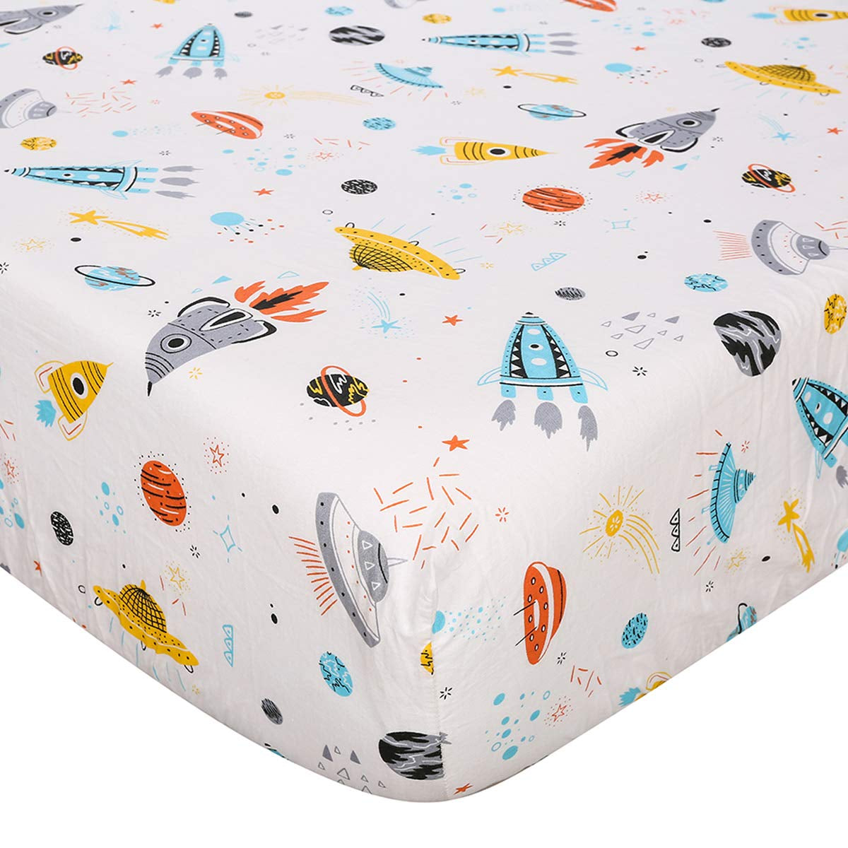 Astronaut Space Galaxy Baby Crib Sheet Outerspace Adventures 100% Soft Breathable Microfiber Baby Sheet Fits Standard Size Crib Mattress 28In X 52In Nursery Sheet -By