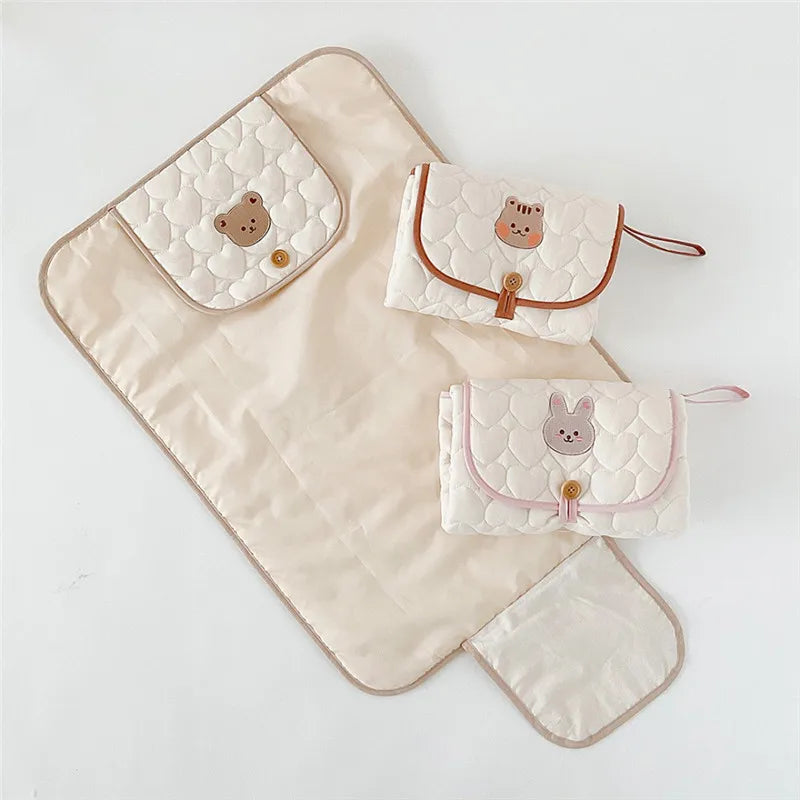 Foldable Waterproof Diaper Changing Mat-Soft & Portable Pad for Newborns (Cute Animal Print)