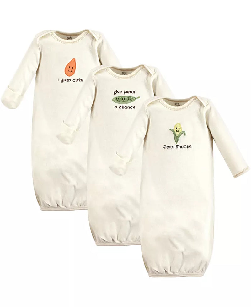 Organic Cotton Baby Gown-Preemie-Newborn Size/Soft, Gentle, Easy Diaper Access