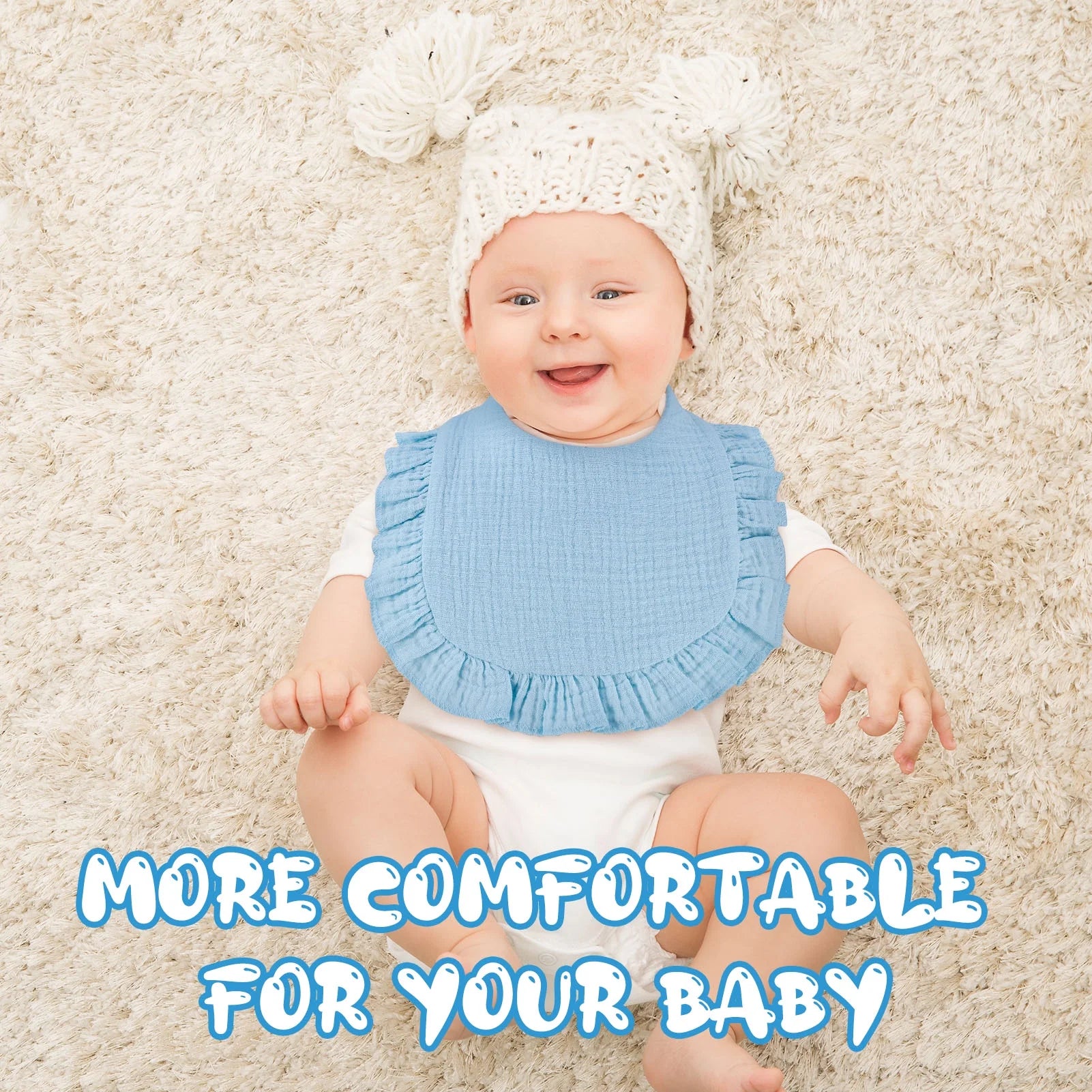 Abaima 6-Piece Baby Girl Cotton Bib Set with Ruffled Lace - Stylish & Absorbent for All-Day Comfort