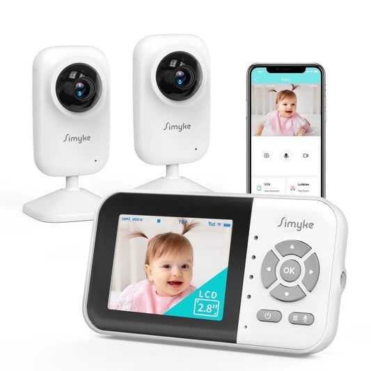 Upgrade Video Baby Monitor with 2 Cameras and Audio 2.8" LCD Screen, Portable Wireless Baby Cam Home Use