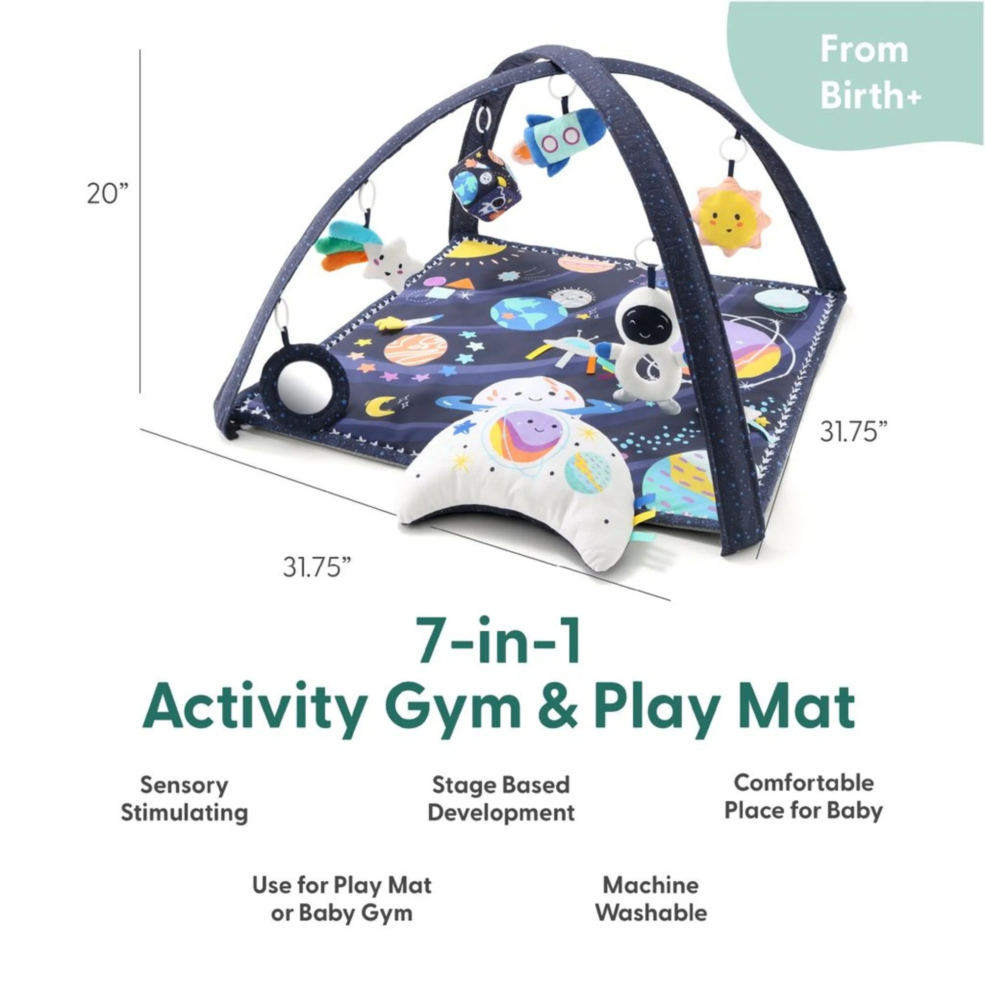Explore the Universe with The Peanutshell 7-in-1 Space-Themed Activity Play Gym & Playmat for Babies - 7-Piece Set