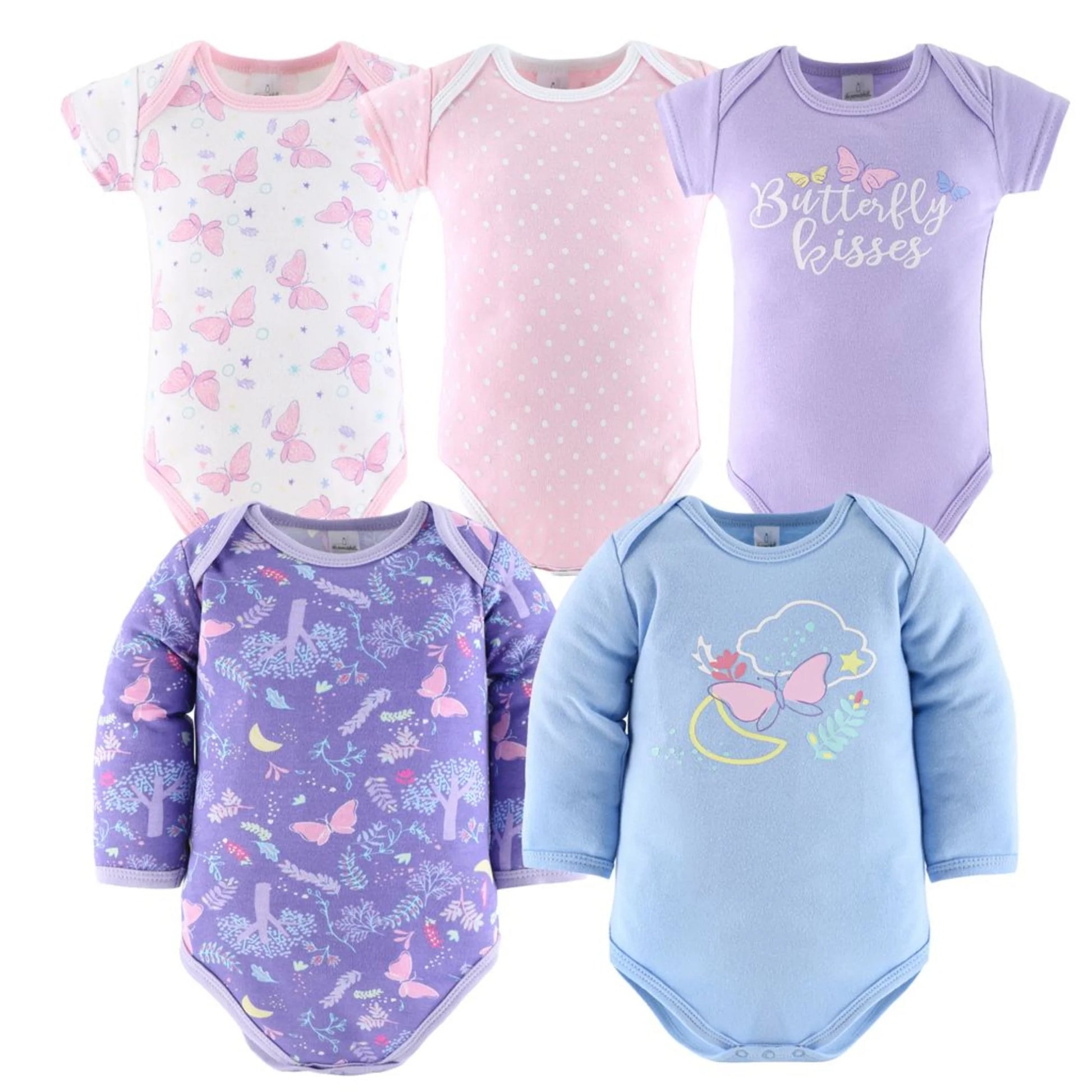 Peanutshell Newborn Layette Gift Set for Girls - 30 Essential Pieces in Purple Pink Butterfly Design, Perfect for 0-3 Months