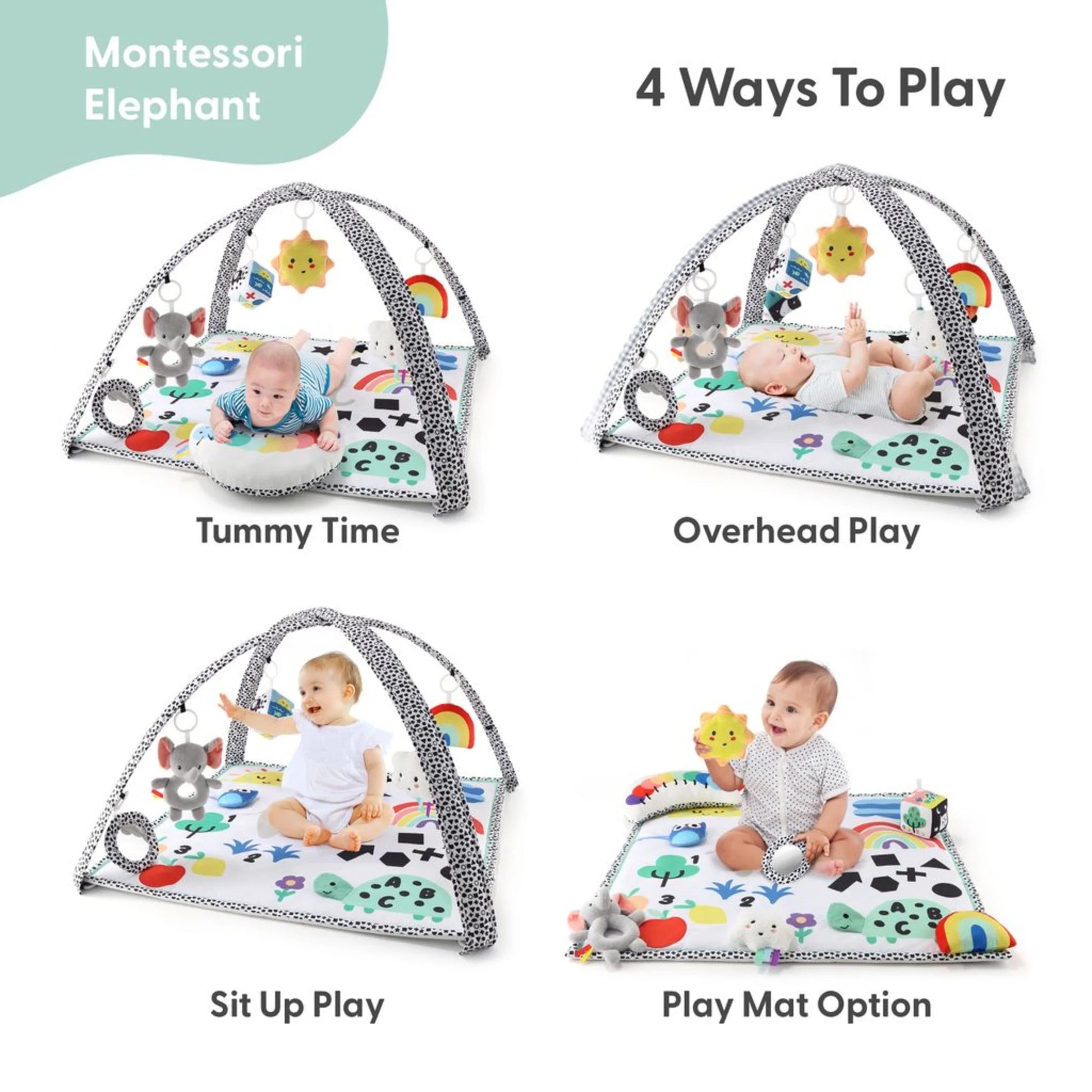 Elephant-Themed 7-in-1 Activity Play Gym & Playmat for Babies - 7-Piece Set by The Peanutshell