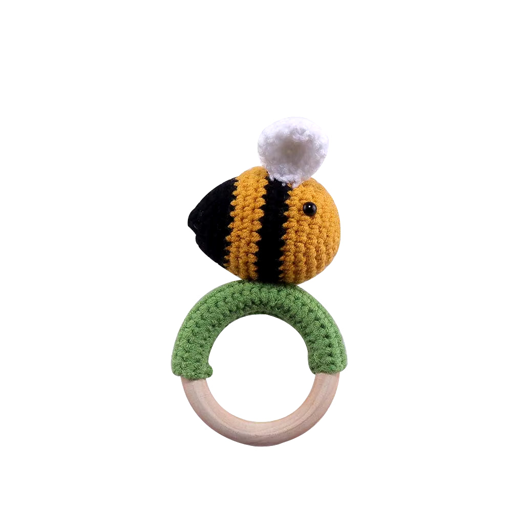 Handmade Crochet Animal Rattle- Soft Wooden Baby Teether Toy (multiple Style)