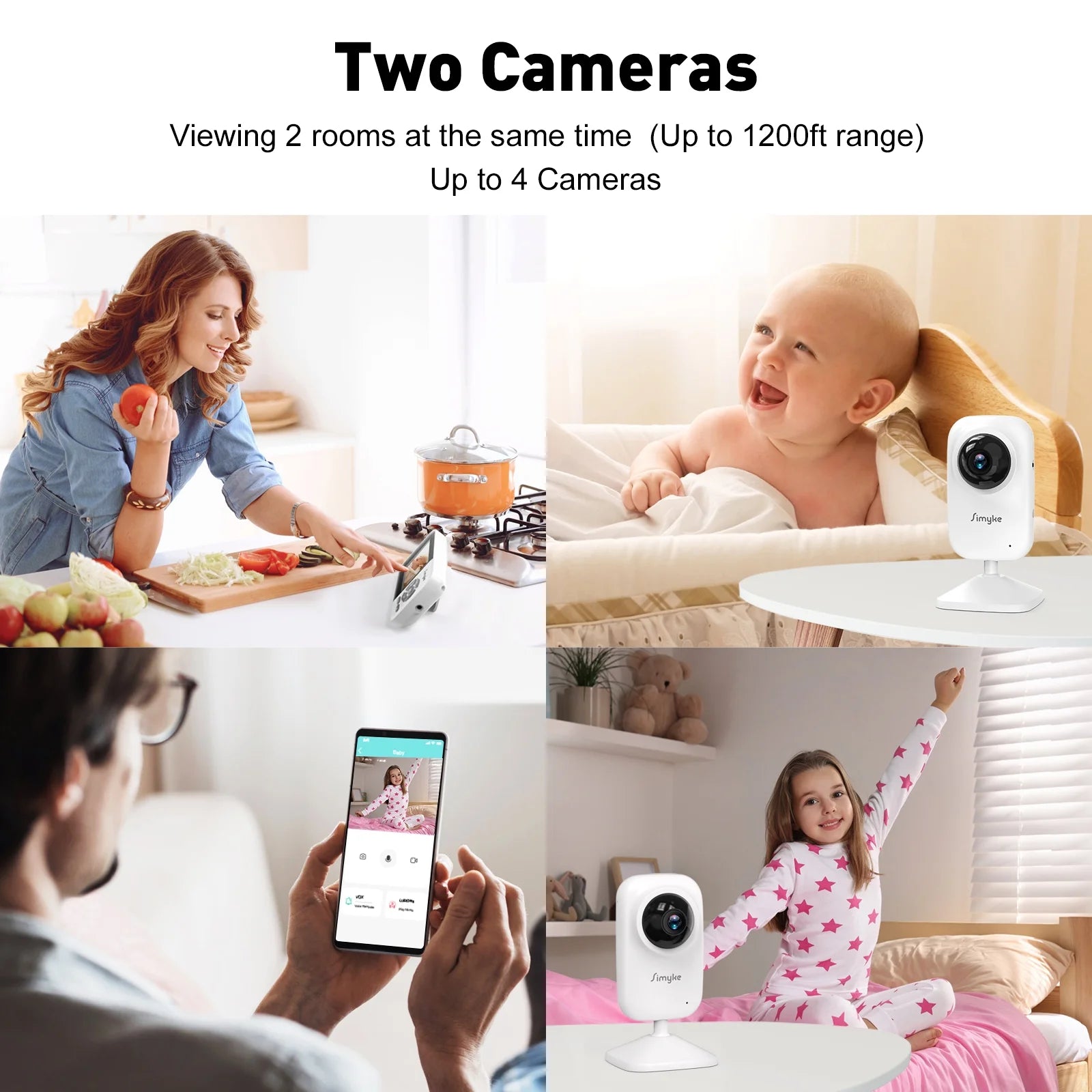 Upgrade Video Baby Monitor with 2 Cameras and Audio 2.8" LCD Screen, Portable Wireless Baby Cam Home Use