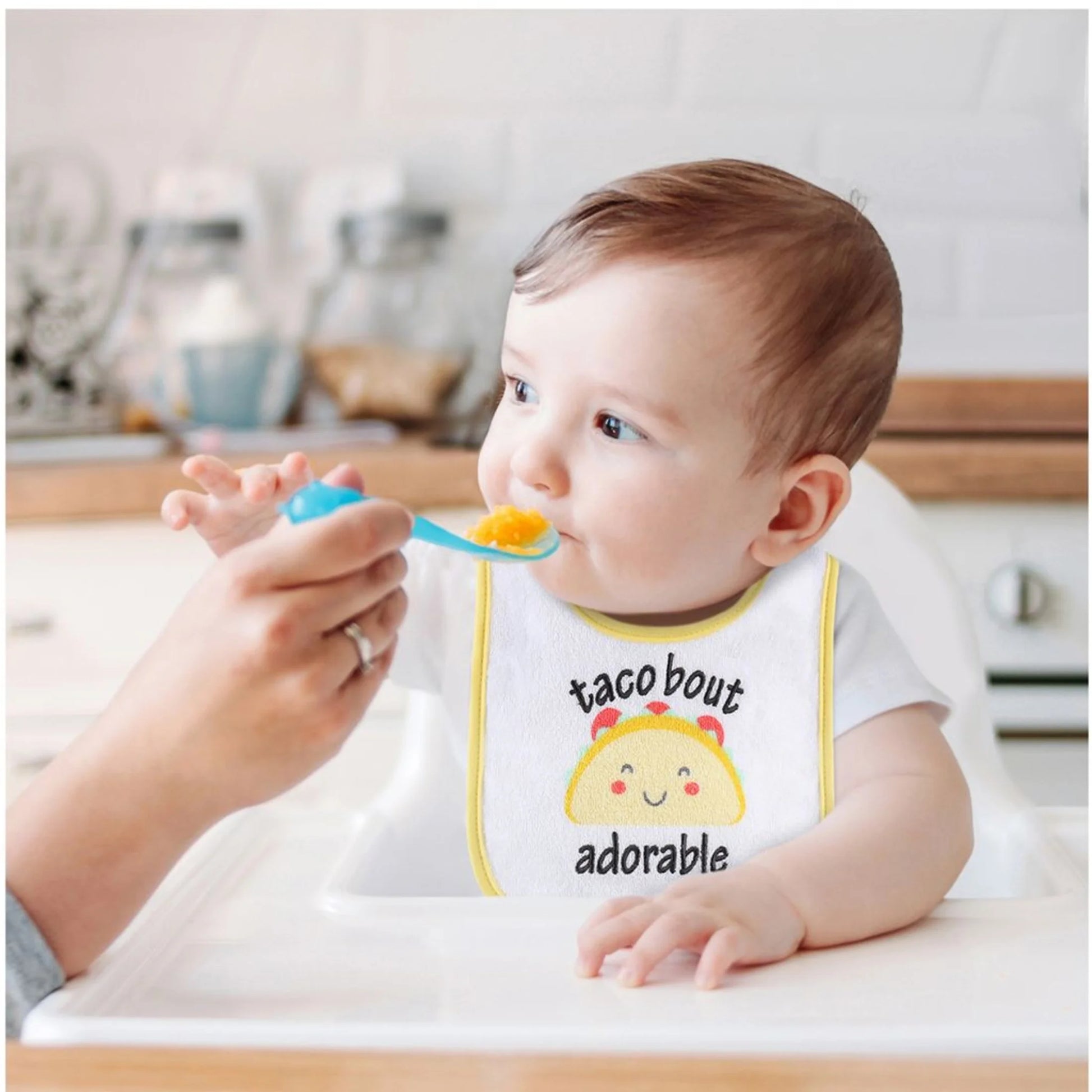 8-Pack Cotton Baby Bibs for Girls & Boys - Vibrant Green, Blue & Yellow Designs