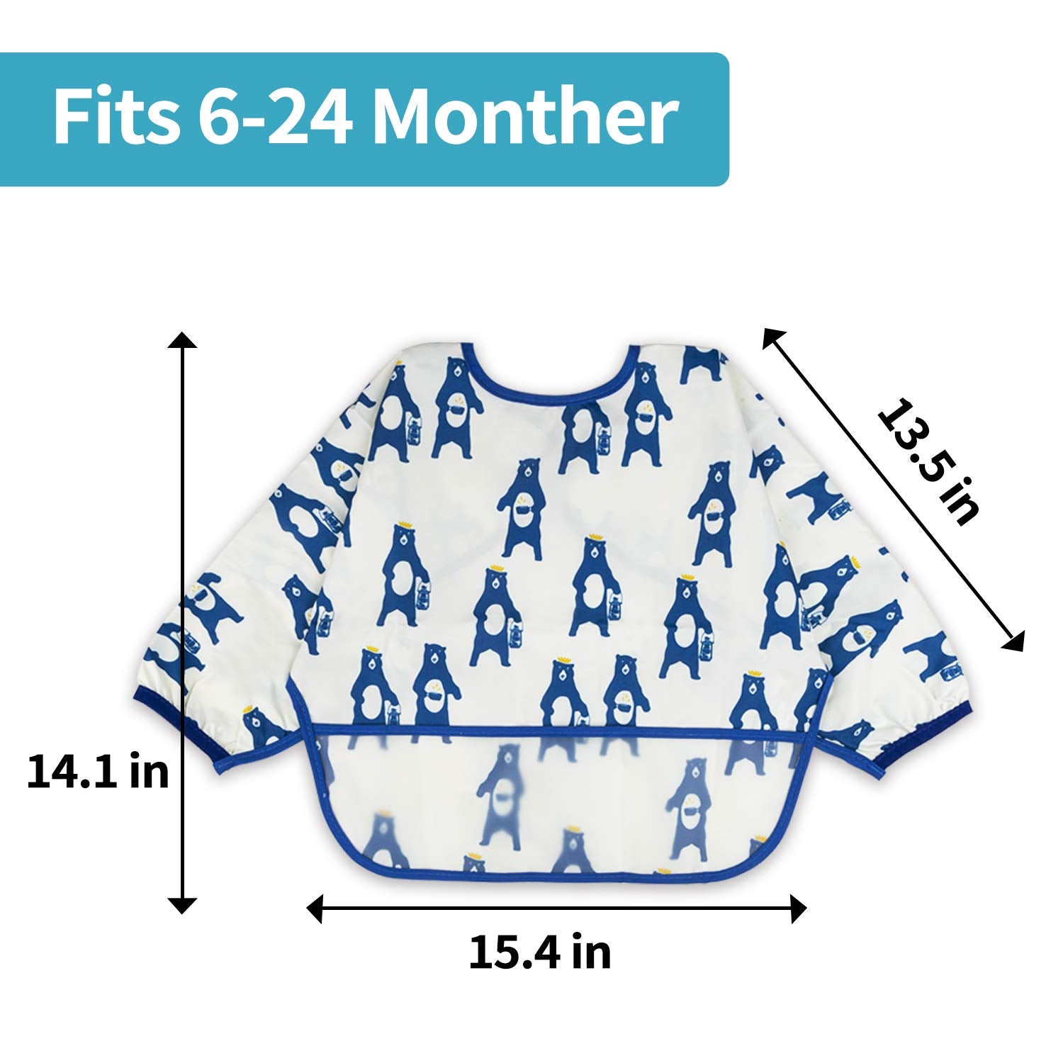 3 Pcs Long Sleeved Bib Set | Baby Waterproof Bibs with Pocket Bundle | Toddler Bib with Sleeves and Crumb Catcher