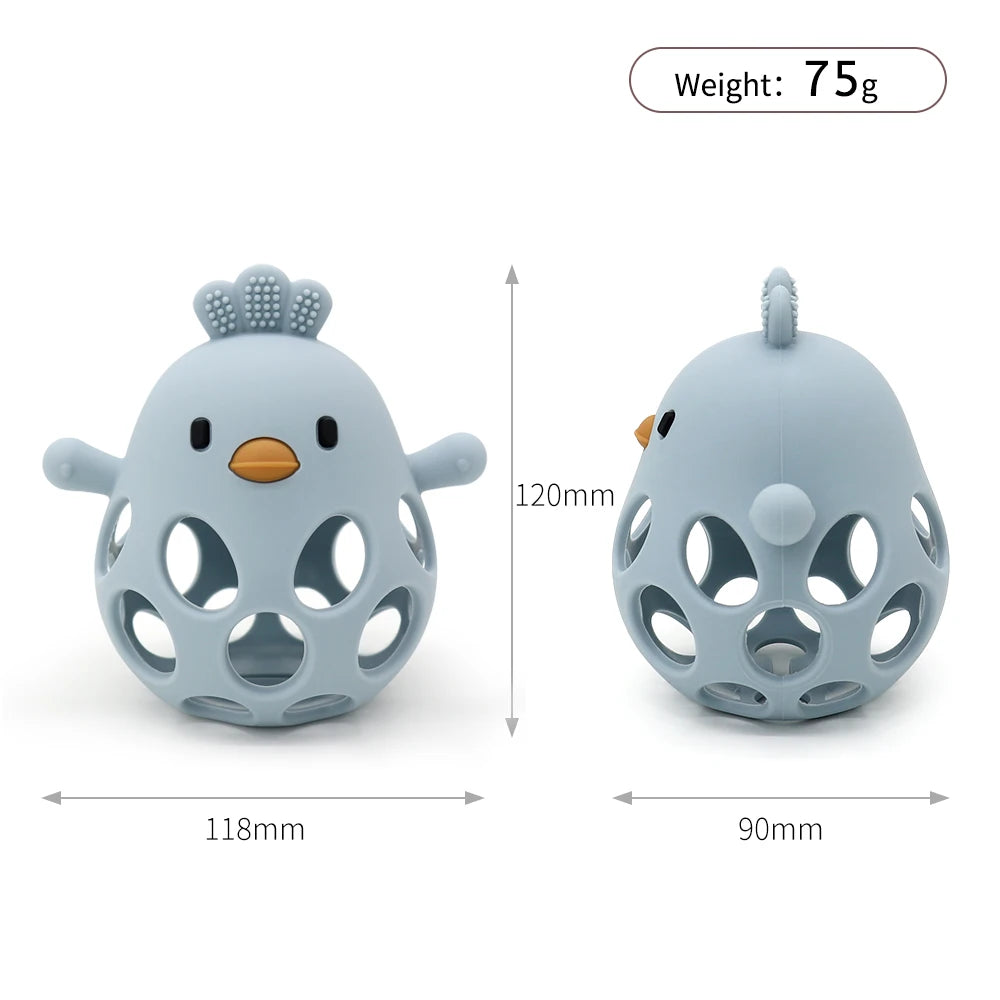 Cute Cartoon Chick Baby Teether Gloves - Silicone Dental Care Toy for Gums and Molar Relief