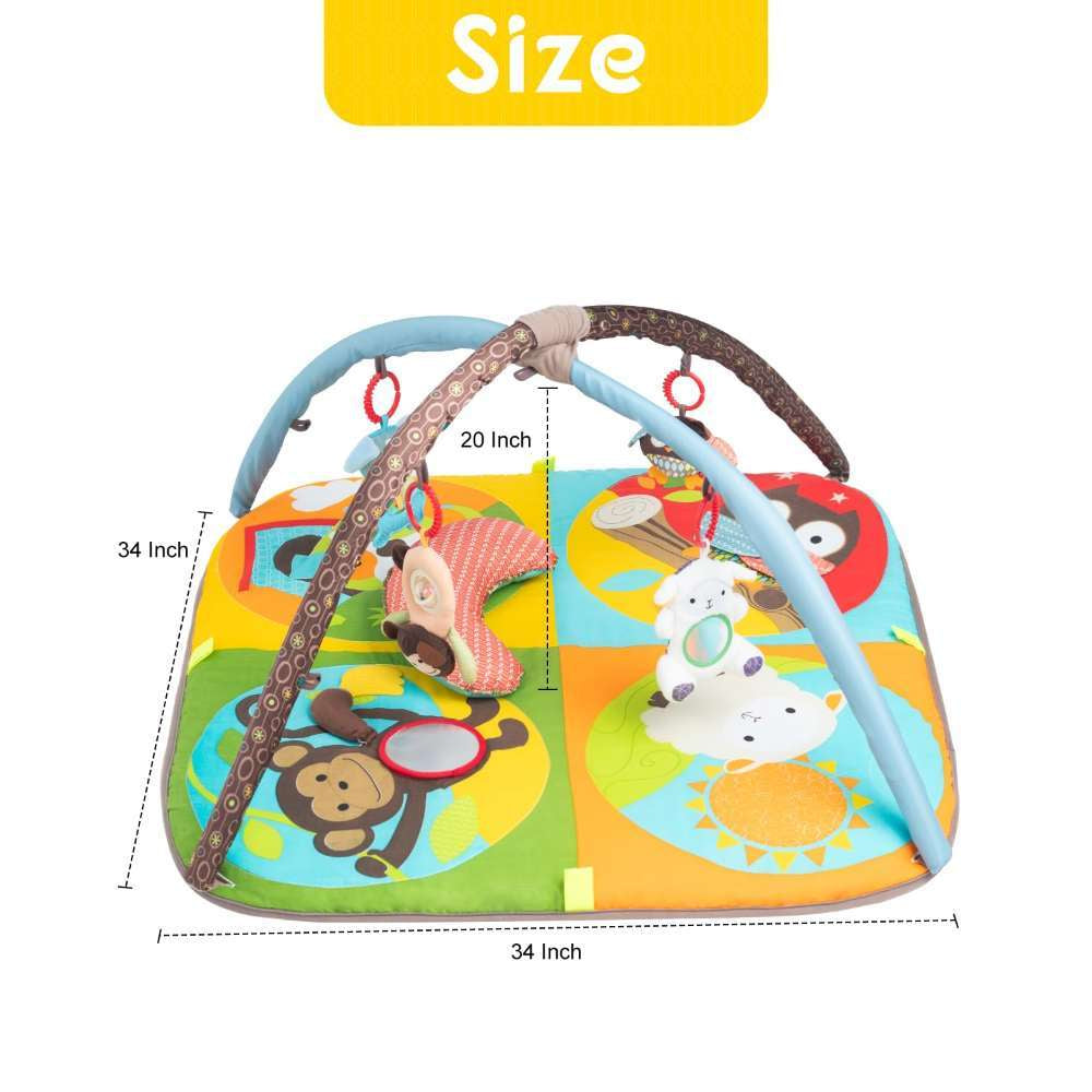 Baby Play Mat Zoo Themed Sensory Baby Toys for 0-6 Months Infant Washable Baby Gym Play Mat